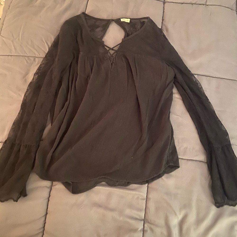Hollister Black Blouse with Lace Detail